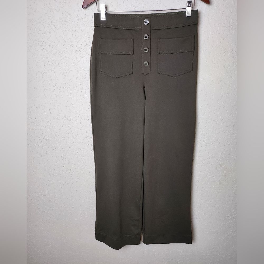 Halara Wide Leg Pull On Trouser Pants Olive Green Size MP